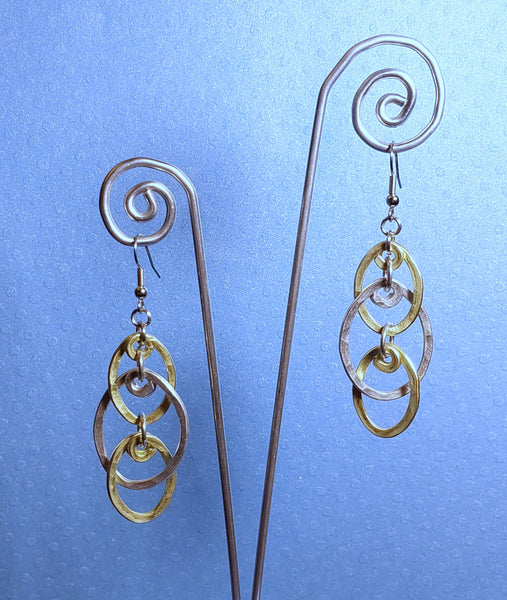 Handcrafted Hammered Gold and Silver Aluminum Earrings