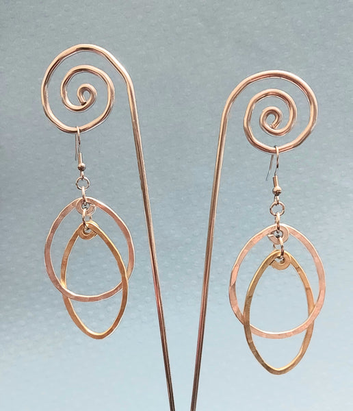 Handcrafted Hammered Gold and Silver Aluminum Earrings
