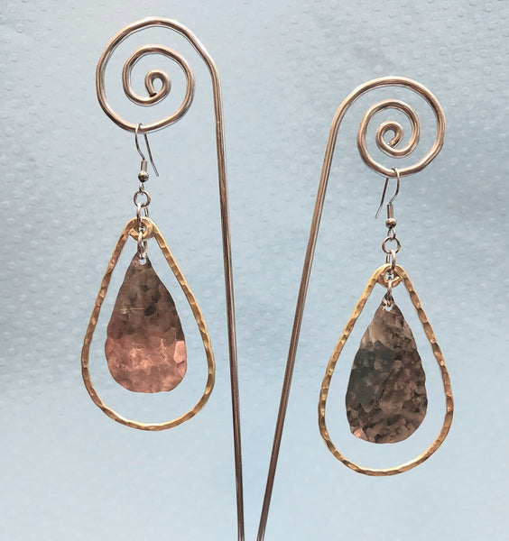 Handcrafted Hammered Gold and Silver Aluminum Earrings