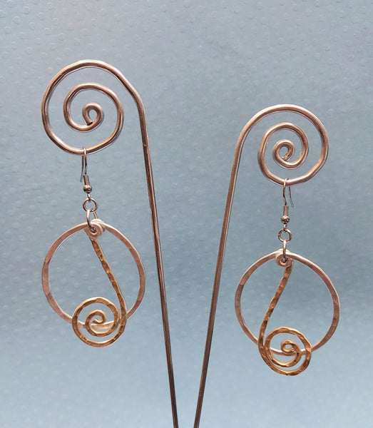 Handcrafted Hammered Gold and Silver Aluminum Earrings