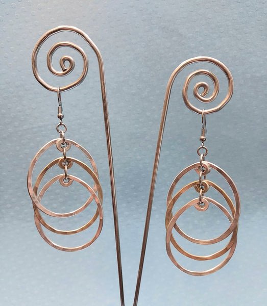Handcrafted Hammered Gold and Silver Aluminum Earrings