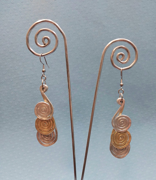 Handcrafted Hammered Gold and Silver Aluminum Earrings