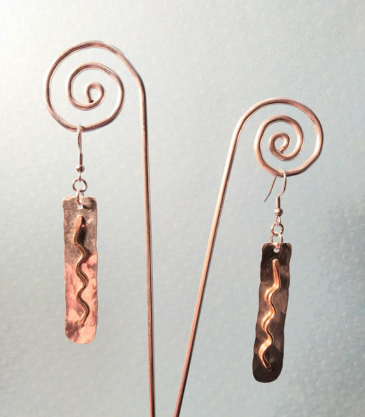 Handcrafted Hammered Gold and Silver Aluminum Earrings