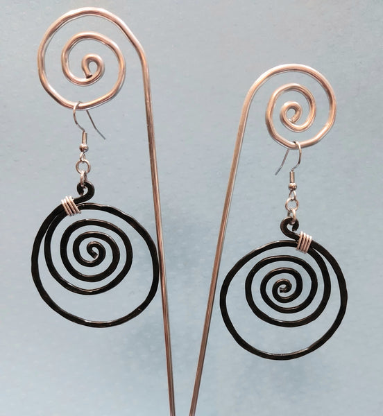 Handcrafted Hammered Black Aluminum Earrings