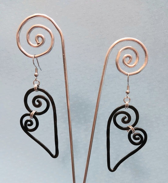 Handcrafted Hammered Black Aluminum Earring