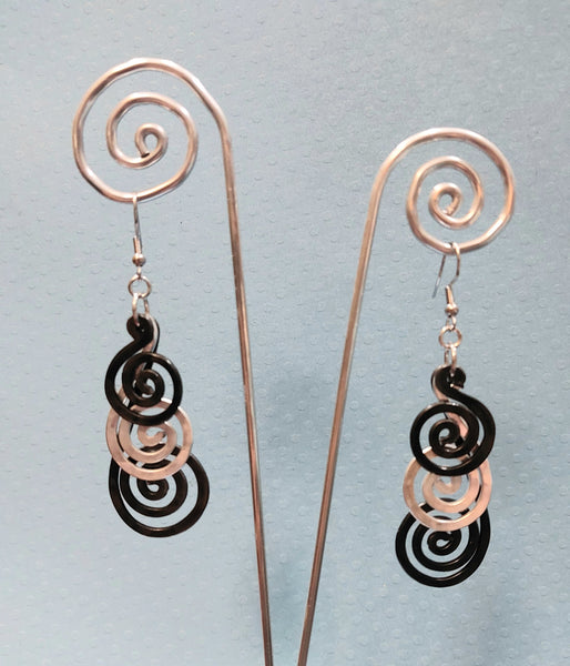 Handcrafted Hammered Black Aluminum Earrings