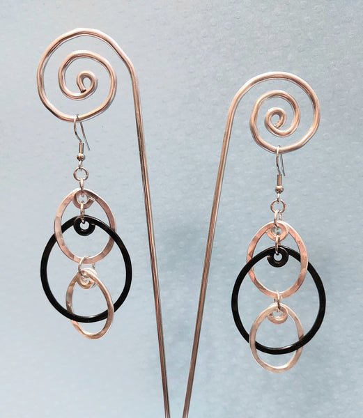 Handcrafted Hammered Black Aluminum Earrings