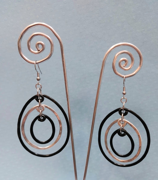 Handcrafted Hammered Black Aluminum Earrings