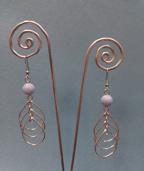 Handcrafted Aluminum Wire Earrings with Bead