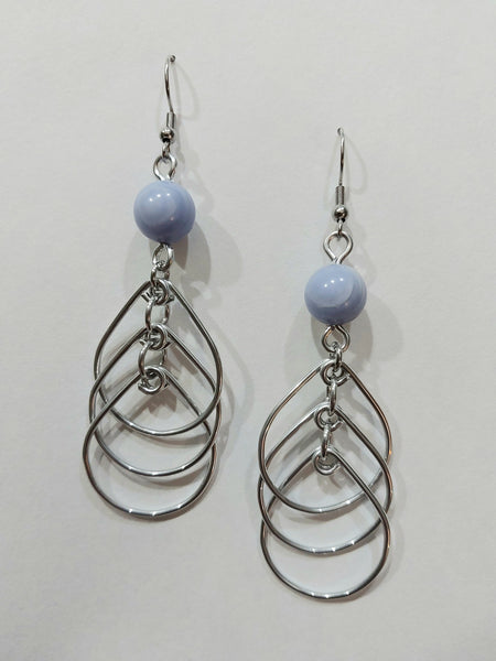 Handcrafted Aluminum Wire Earrings with Bead
