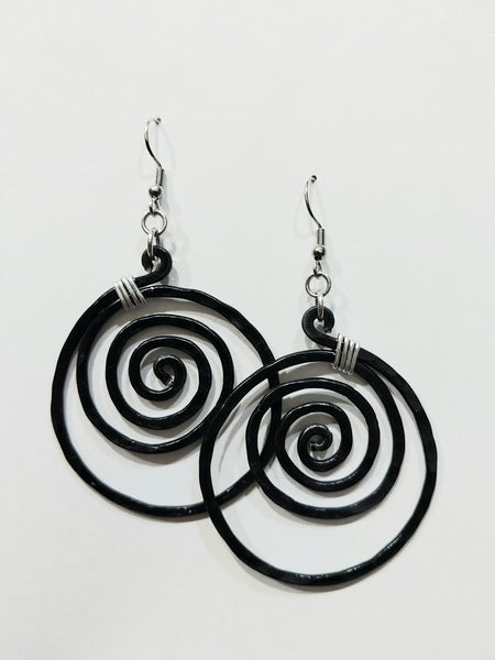 Handcrafted Hammered Black Aluminum Earrings