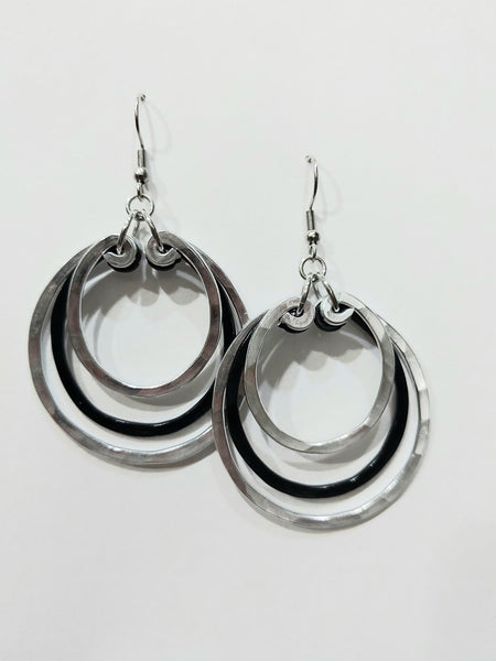 Handcrafted Hammered Black Aluminum Earrings