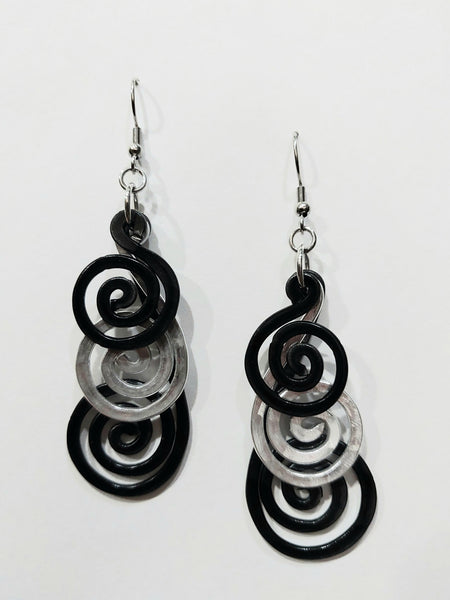 Handcrafted Hammered Black Aluminum Earrings