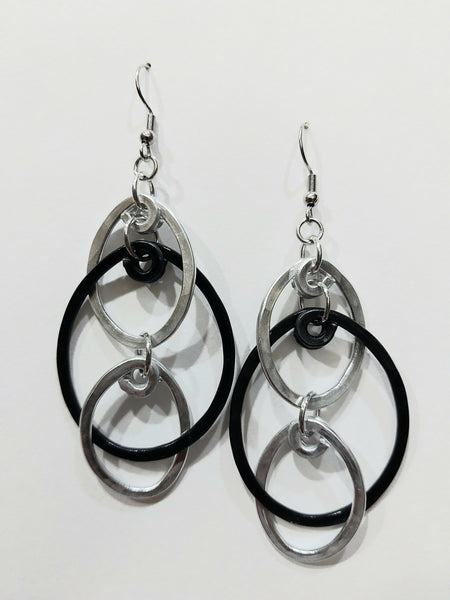 Handcrafted Hammered Black Aluminum Earrings