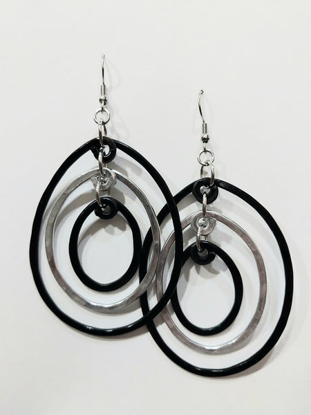 Handcrafted Hammered Black Aluminum Earrings