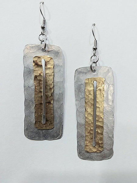 Handcrafted Hammered Aluminum and Brass Earrings