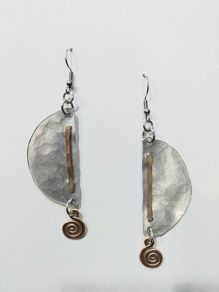 Handcrafted Hammered Gold and Silver Aluminum Earrings
