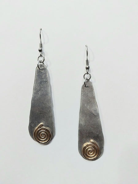 Handcrafted Hammered Gold and Silver Aluminum Earrings