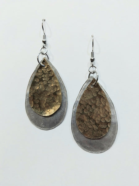 Handcrafted Hammered Aluminum and Brass Earrings