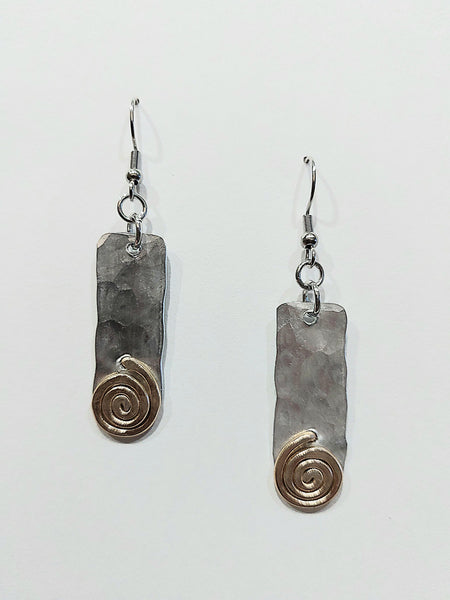 Handcrafted Hammered Gold and Silver Aluminum Earrings
