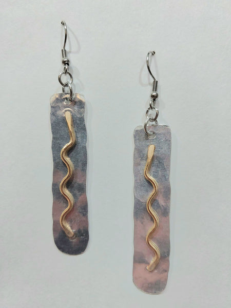 Handcrafted Hammered Gold and Silver Aluminum Earrings