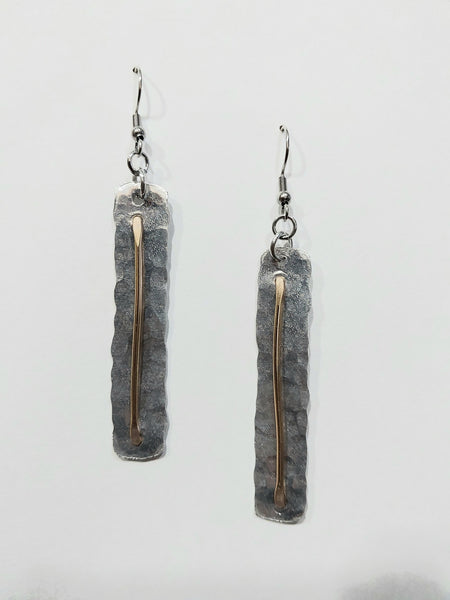 Handcrafted Hammered Gold and Silver Aluminum Earrings