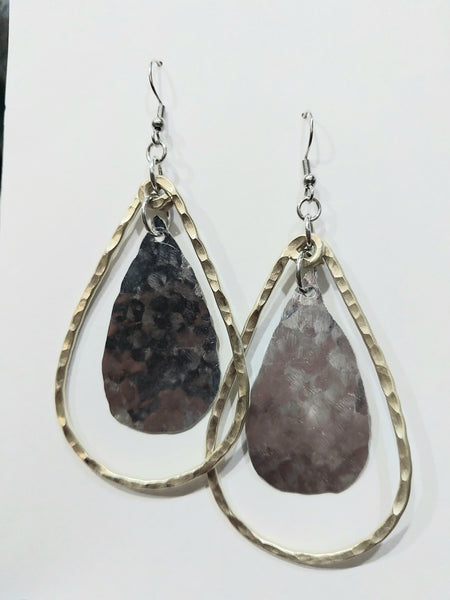 Handcrafted Hammered Gold and Silver Aluminum Earrings
