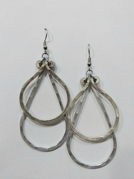 Handcrafted Hammered Gold and Silver Earrings