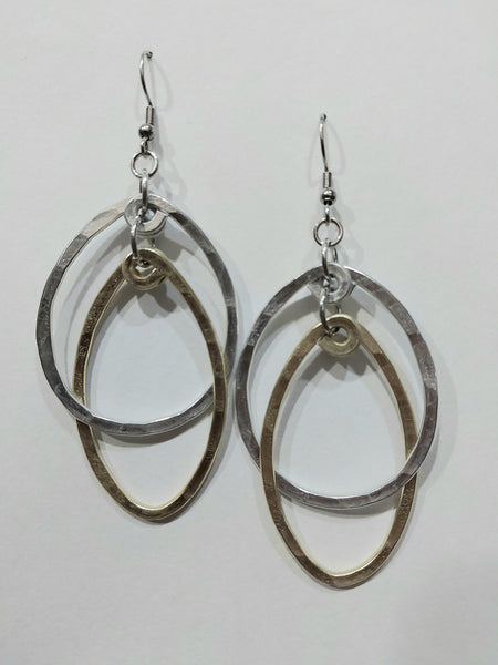 Handcrafted Hammered Gold and Silver Aluminum Earrings