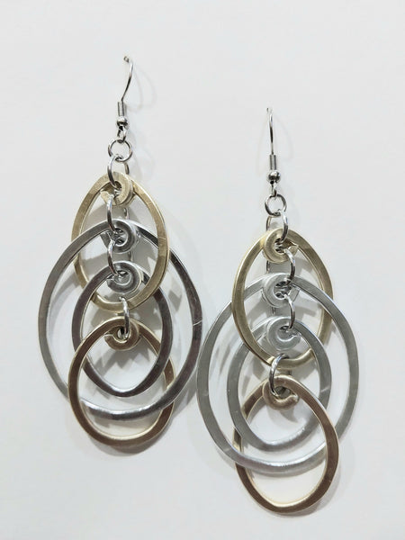 Handcrafted Hammered Gold and Silver Aluminum Earrings