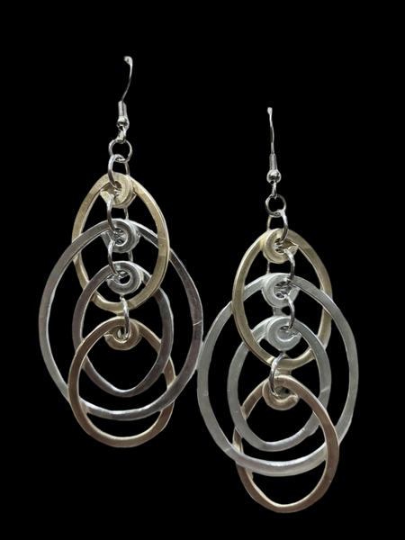 Handcrafted Hammered Gold and Silver Aluminum Earrings