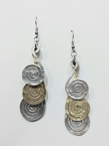 Handcrafted Hammered Gold and Silver Aluminum Earrings