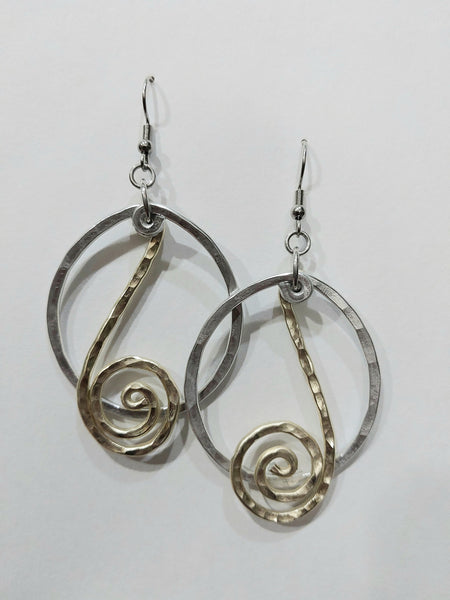 Handcrafted Hammered Gold and Silver Aluminum Earrings