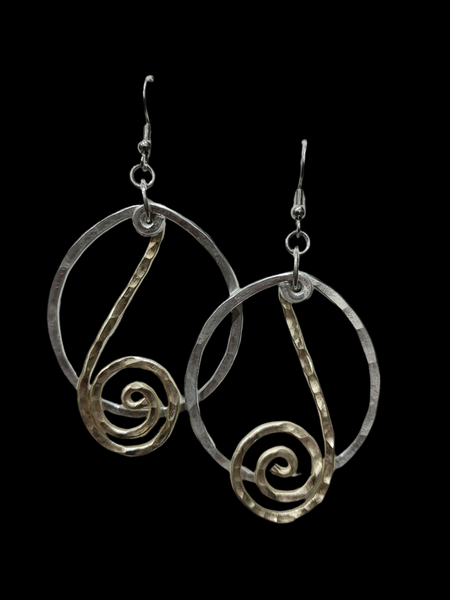 Handcrafted Hammered Gold and Silver Aluminum Earrings
