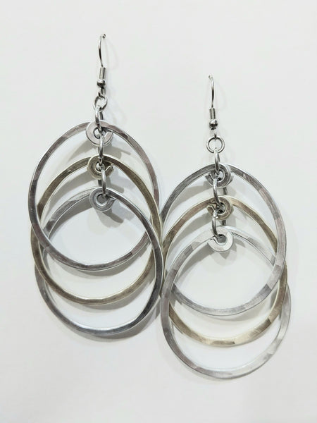 Handcrafted Hammered Gold and Silver Aluminum Earrings