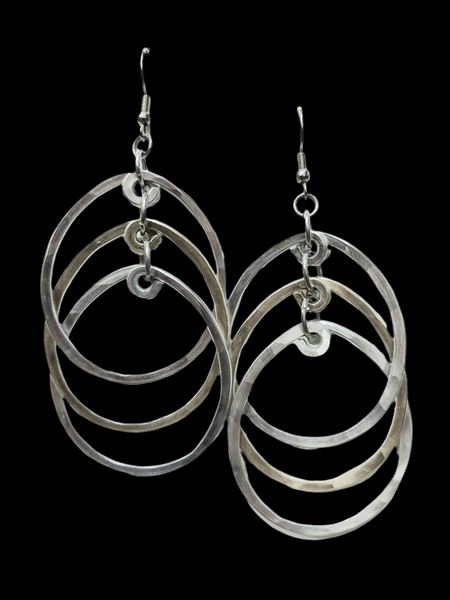 Handcrafted Hammered Gold and Silver Aluminum Earrings