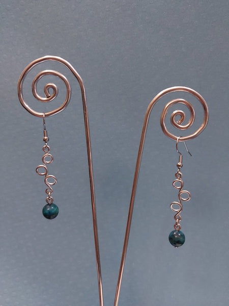 Handcrafted Aluminum Wire Earrings with Bead