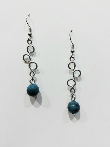 Handcrafted Aluminum Wire Earrings with Bead
