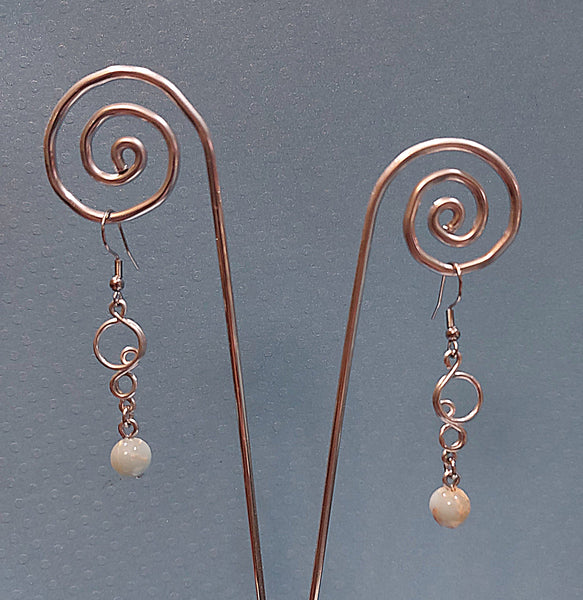Handcrafted Aluminum Wire Earrings with Bead