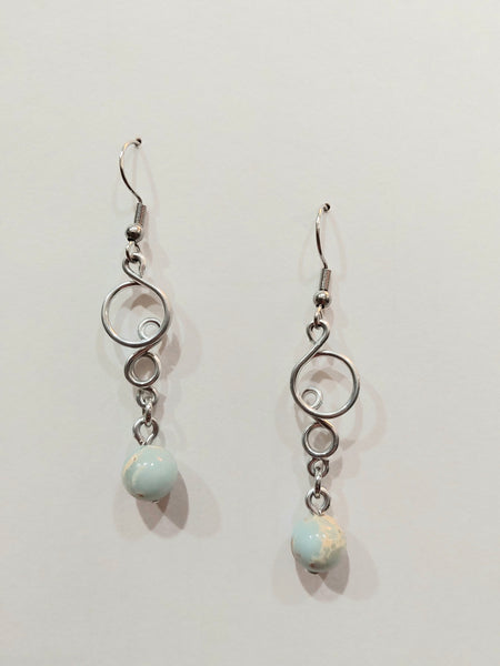 Handcrafted Aluminum Wire Earrings with Bead