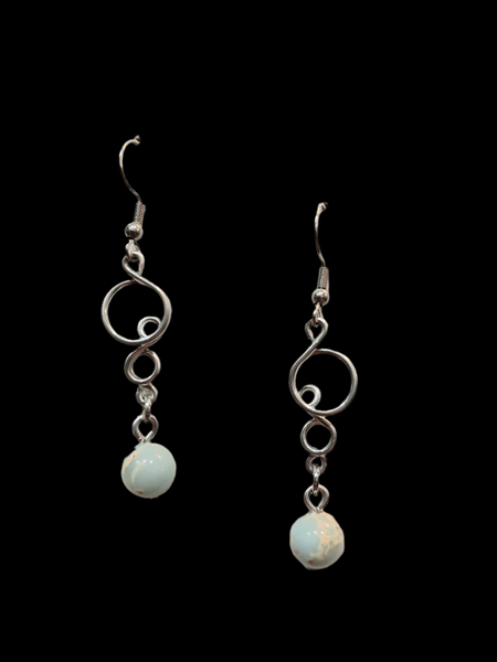 Handcrafted Aluminum Wire Earrings with Bead