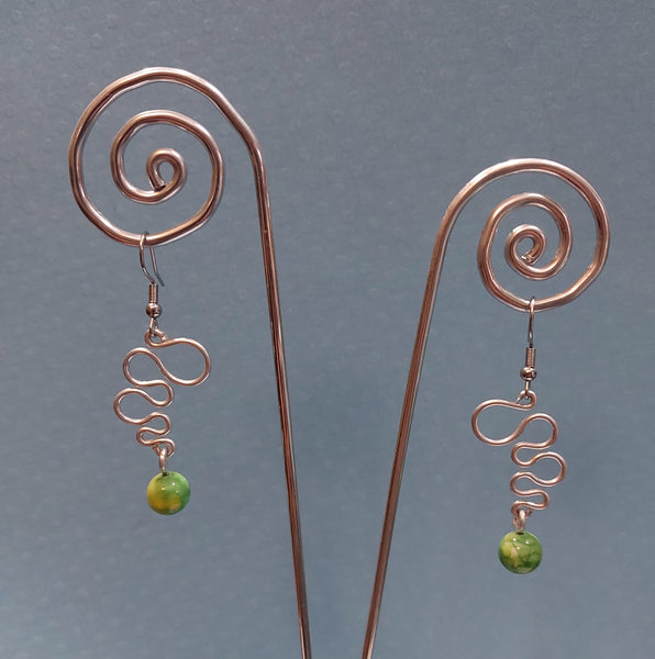Handcrafted Aluminum Wire Earrings with Bead