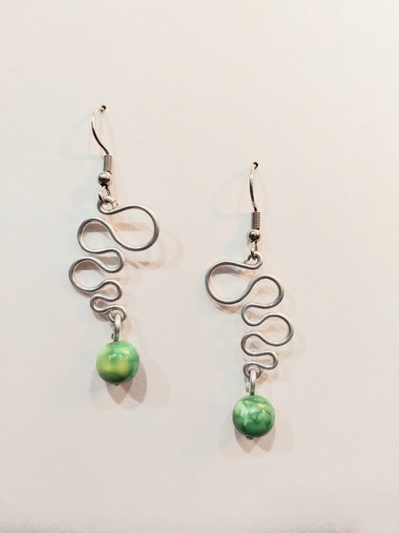 Handcrafted Aluminum Wire Earrings with Bead