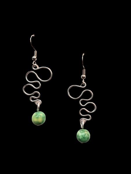 Handcrafted Aluminum Wire Earrings with Bead