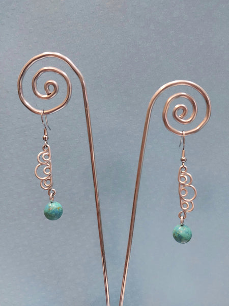 Handcrafted Aluminum Wire Earrings with Bead