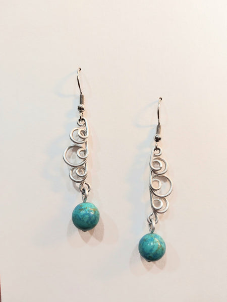 Handcrafted Aluminum Wire Earrings with Bead