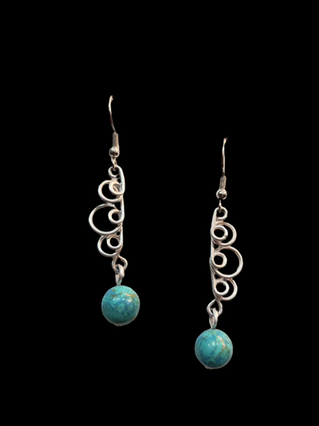 Handcrafted Aluminum Wire Earrings with Bead
