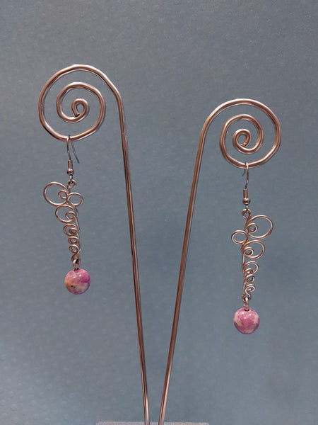 Handcrafted Aluminum Wire Earrings with Bead