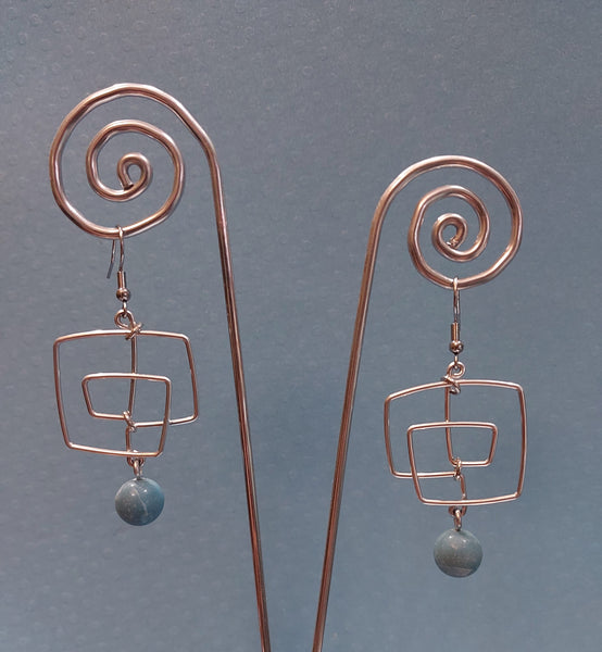 Handcrafted Aluminum Wire Earrings with Bead