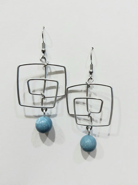 Handcrafted Aluminum Wire Earrings with Bead